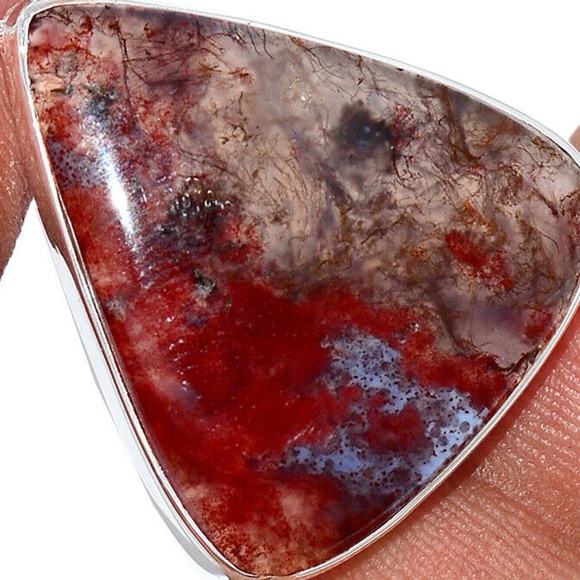 Texas Red and Green Moss Agate Sterling silver pendants - Picture 4 of 4